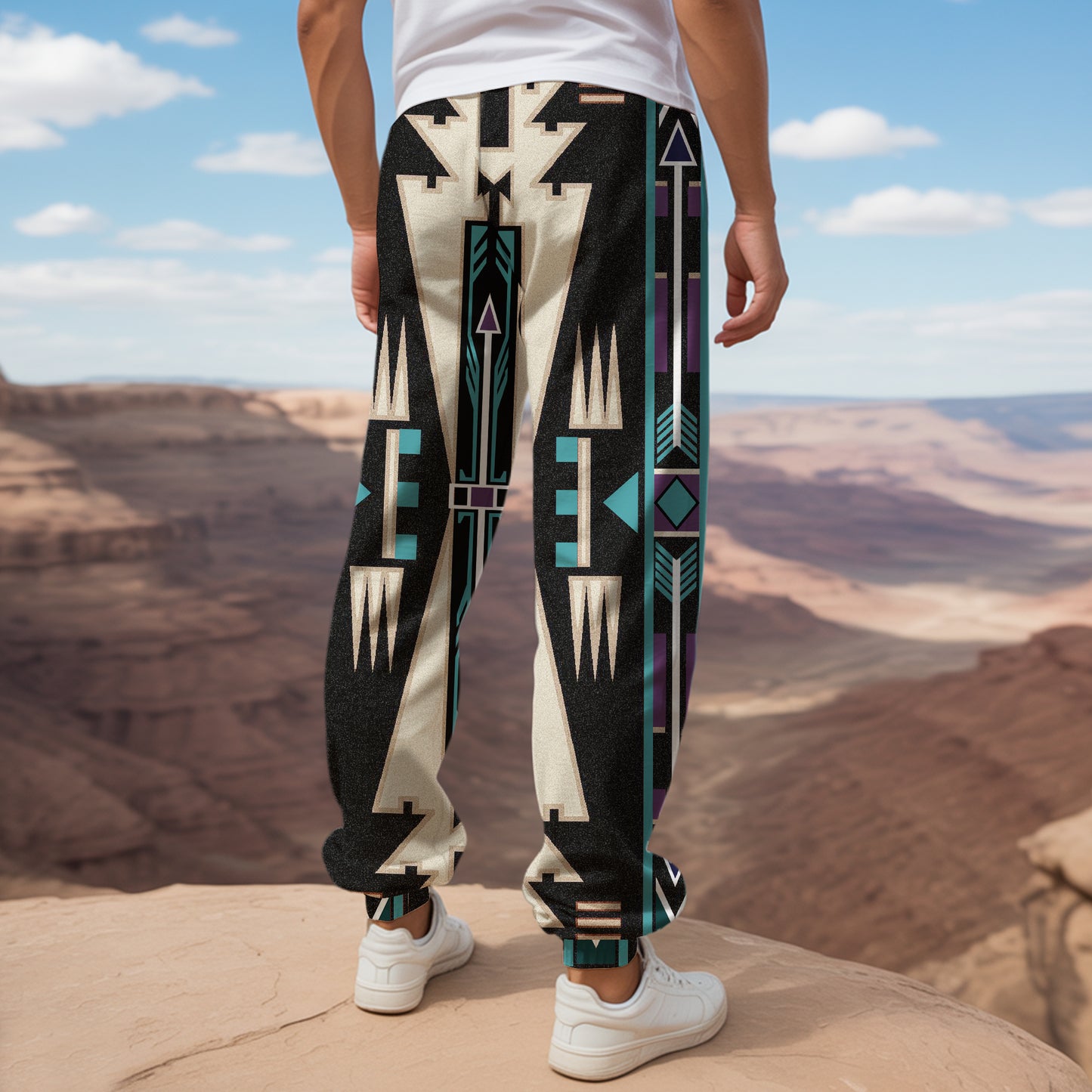 Tribal Aztec Pattern Sweatpants for Men & Women -07