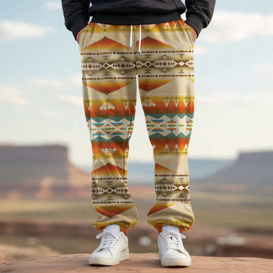 Tribal Aztec Pattern Sweatpants for Men & Women -06