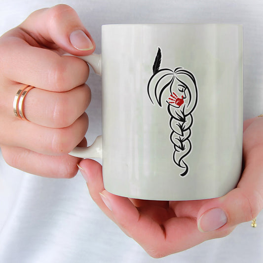 MMIW I Wear Red For My Sister, No More Stolen Sisters Red Hand Ceramic Coffee Mug