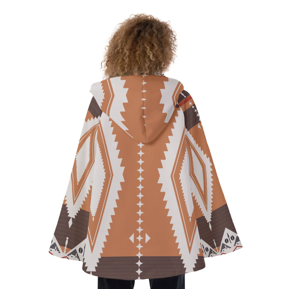 Fashion Women Pattern Button Coat Print Hooded Jacket Outerwear 08